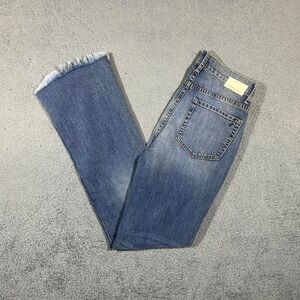 Current/Elliott Light wash blue Denim bootcut jeans frayed hem Size 26 #717